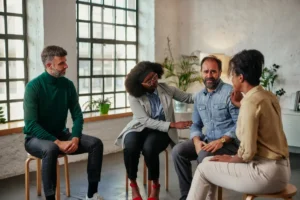 Group Therapy Session Encouraging Connection and Emotional Well-being Through Shared Experiences